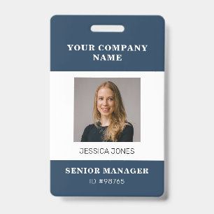 Moderne minimalistische bedrijfsmedewerker Foto na Badge