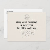 Moderne minimalistische beige business feestdagenkaart (Voorkant / Achterkant)