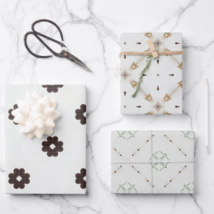 Moderne minimalistische beige en bruine  patronen inpakpapier vel