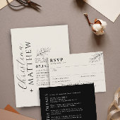 Moderne minimalistische beige en zwarte bruiloft kaart