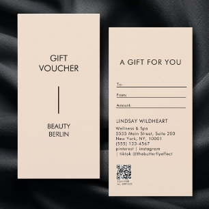 Moderne Minimalistische Beige QR Code Cadeaubon