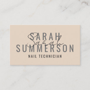 Moderne Minimalistische Beige Typografie Nagelstud Visitekaartje