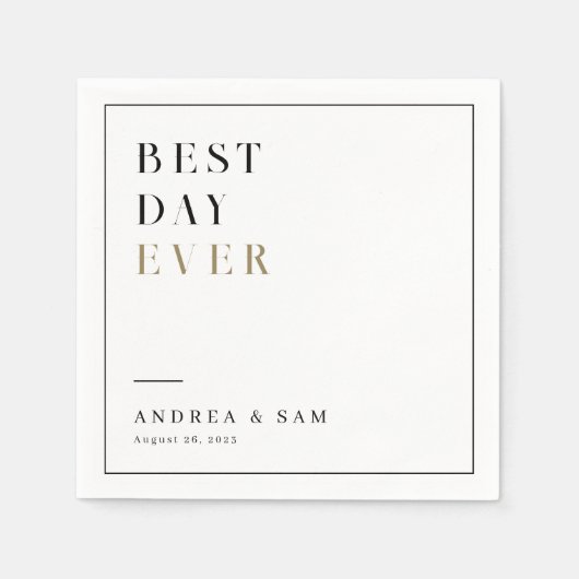 Moderne minimalistische beste dag ooit bruiloft servet (Voorkant)