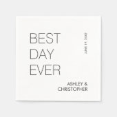 Moderne minimalistische "beste dag ooit" bruiloft servet (Voorkant)