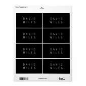 Moderne minimalistische bewerkbare naam | Zwart &  Etiket (Full Sheet)