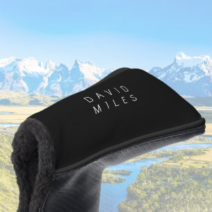 Moderne minimalistische bewerkbare naam   Zwart &  Golfheadcover