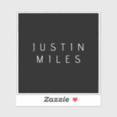 Moderne minimalistische bewerkbare naam | Zwart &  Sticker (Vel)