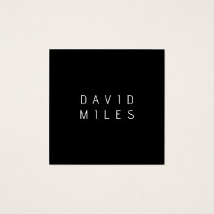 Moderne minimalistische bewerkbare naam   Zwart &  Vierkante Visitekaartjes