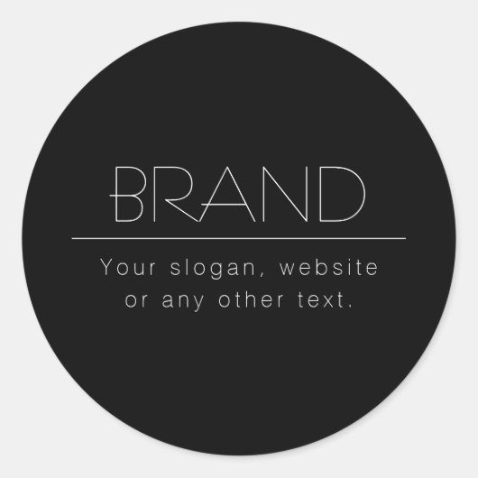 Moderne minimalistische bewerkbare tekst | Zwart & Ronde Sticker (Voorkant)