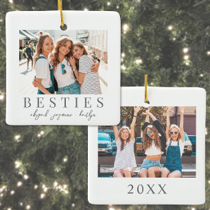 Moderne Minimalistische BFF Beste Vriend Foto Keramisch Ornament