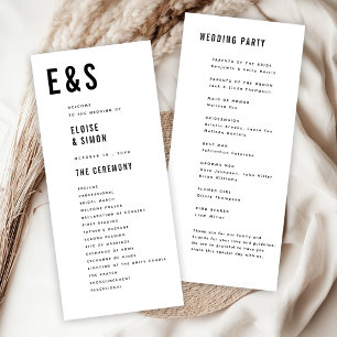 Moderne minimalistische Big Bold Monogram Chic Wed Programma