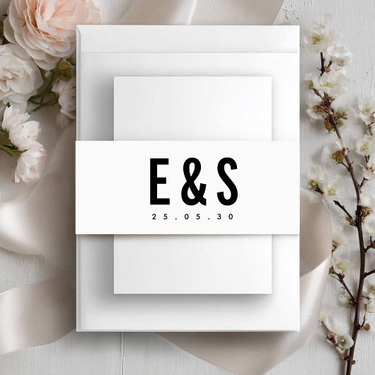 Moderne minimalistische Big Bold Monogram Chic Wed Uitnodigingen Wikkel