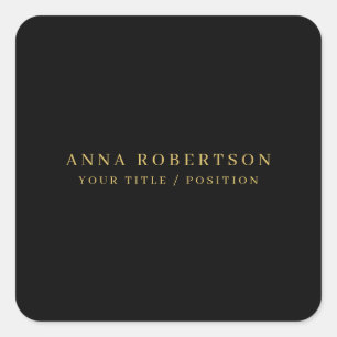 Moderne minimalistische Black Gold Professional Tr Vierkante Sticker