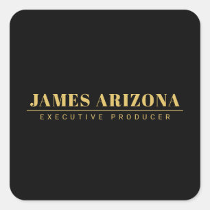 Moderne minimalistische Black Gold Professional Tr Vierkante Sticker