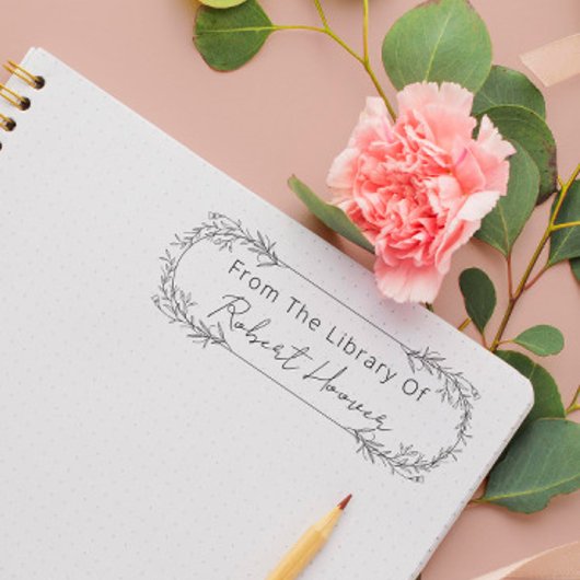 Moderne minimalistische bladeren uit de bibliothee 	rubberstempel