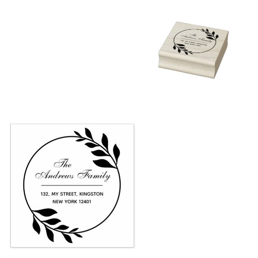 Moderne minimalistische bladkrans rubberstempel (Gestempeld)