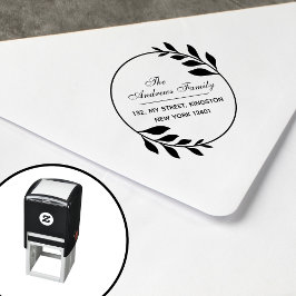 Moderne minimalistische bladkrans zelfinktende stempel