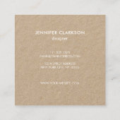 Moderne, minimalistische blanke kraft professional vierkante visitekaartje (Achterkant)