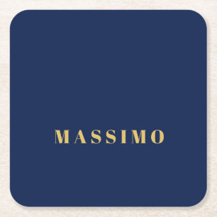 Moderne Minimalistische Blau Goud Professionele Tr Vierkante Kartonnen Onderzetter