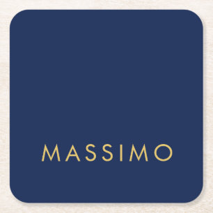 Moderne Minimalistische Blau Goud Professionele Tr Vierkante Kartonnen Onderzetter
