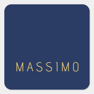 Moderne Minimalistische Blau Goud Professionele Tr Vierkante Sticker