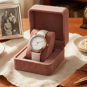 Moderne Minimalistische Blau Moderne Aangepaste Na Horloge