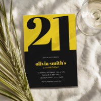 Moderne minimalistische blauw geel 21e verjaardag