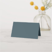Moderne, minimalistische blauwe bruiloft-kaart (Achterkant)