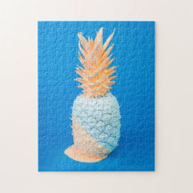 Moderne minimalistische blauwe en roze ananas kuns