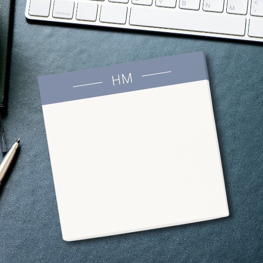 Moderne minimalistische blauwe monogram initialen post-it® notes