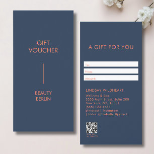 Moderne Minimalistische Blauwe QR Code Cadeaubon