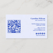 Moderne minimalistische blauwe QR-code Professiona Visitekaartje (Achterkant)