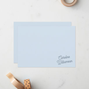 Moderne Minimalistische Blauwe Script Persoonlijke Notitiekaartje
