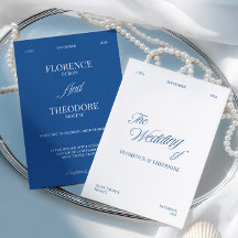 Moderne Minimalistische Blauwe & Witte Bruiloft