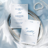 Moderne Minimalistische Blauwe & Witte Bruiloft Kaart
