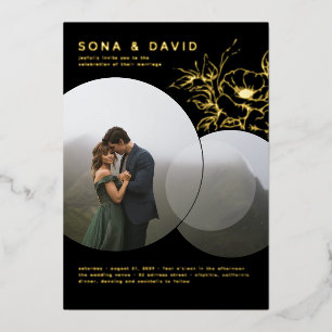 Moderne minimalistische bloemenbruiloft foto folie uitnodiging