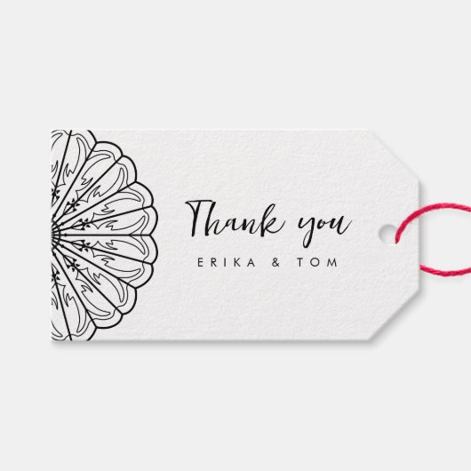 Moderne minimalistische bloemendank u geschenk lab cadeaulabel (Voorkant (Horizontaal))