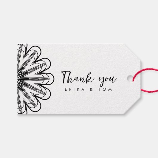 Moderne minimalistische bloemendank u geschenk lab cadeaulabel (Voorkant (Horizontaal))