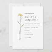 Moderne minimalistische bloemendetail bruiloft kaart (Voorkant)