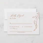 Moderne minimalistische bloemenkalligrafie bruilof RSVP kaartje (Voorkant)