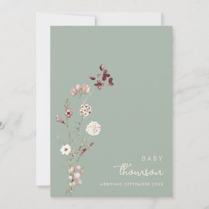 Moderne minimalistische bloemenzwangerschap aankon aankondiging