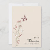 Moderne minimalistische bloemenzwangerschap aankon aankondiging (Voorkant)