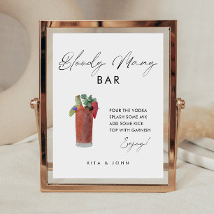 Moderne minimalistische Bloody Mary Bar Trouwbord Reclamebord Met Voetstuk