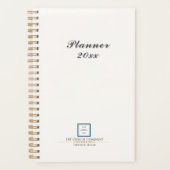 Moderne minimalistische Blue Border Logo Business Planner (Voorkant)