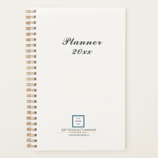 Moderne minimalistische Blue Border Logo Business Planner (Voorkant)