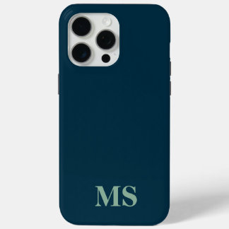 Moderne minimalistische Blue Custom Initiaal Monog iPhone 15 Pro Max Hoesje