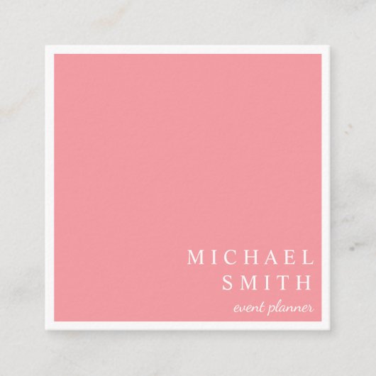 Moderne minimalistische Blush Event Planner Vierkante Visitekaartje (Voorkant)
