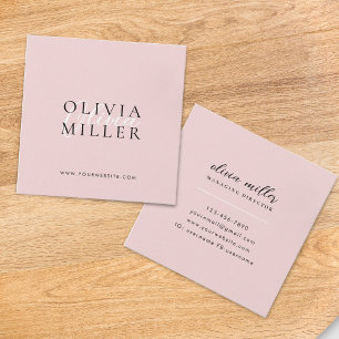 Moderne minimalistische Blush Pink Scipt Typografi Vierkante Visitekaartje