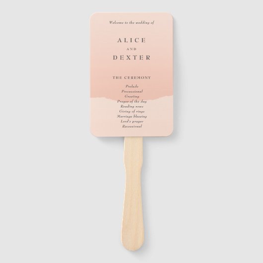 Moderne minimalistische blush Roos Wedding Program Handwaaier (Voorkant)