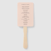 Moderne minimalistische blush Roos Wedding Program Handwaaier (Achterkant)